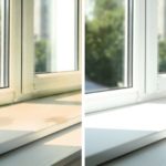 Cleaning window sill before and after