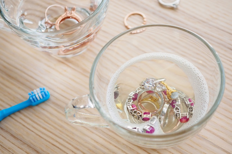 Jewellery in soapy water