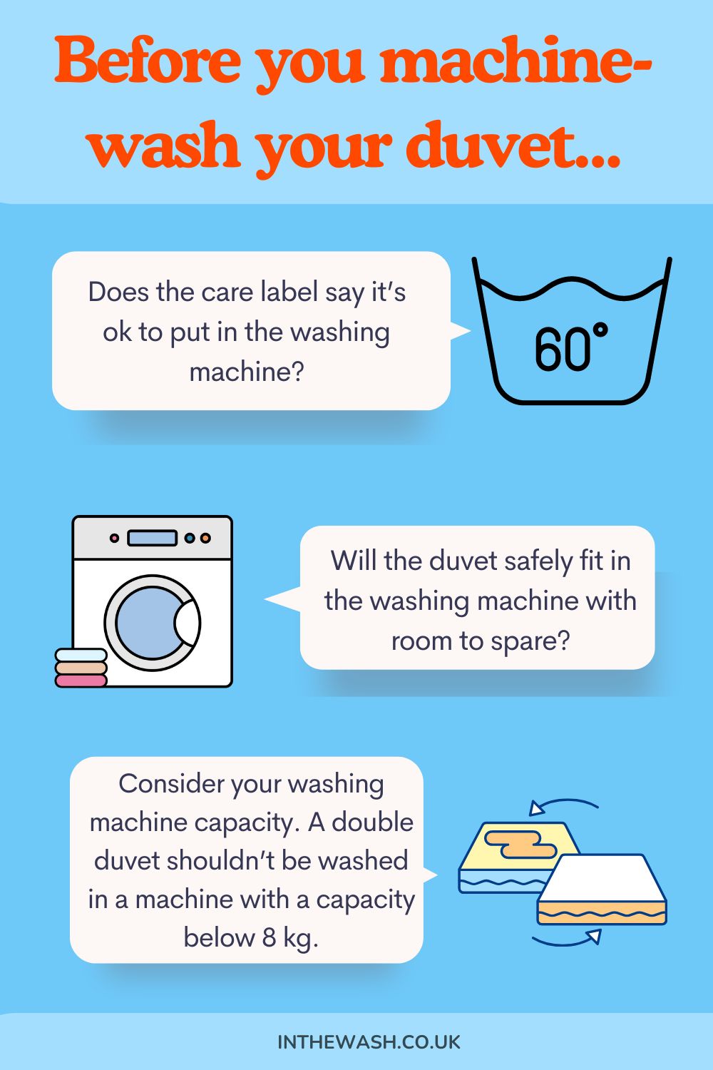 Things to consider before machine-washing a duvet