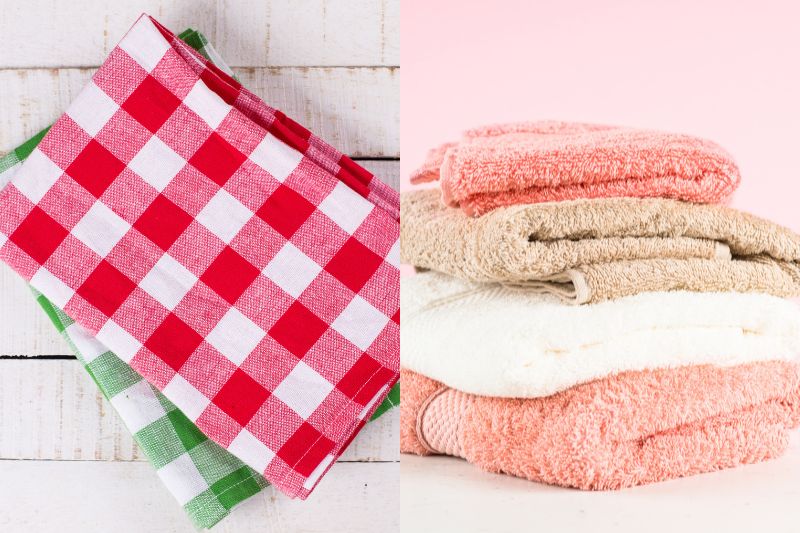 can you wash kitchen towels and bath towels together