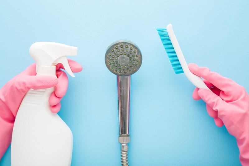 Cleaning limescale off shower head