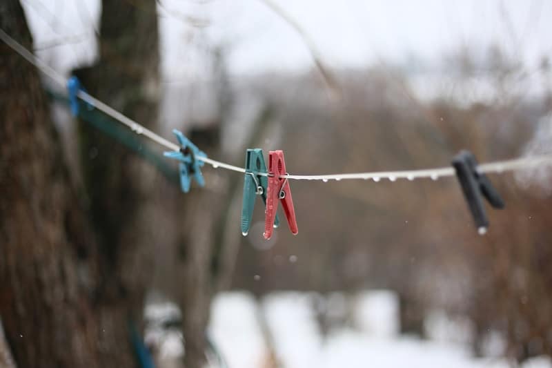 Clothes Pegs On Line In Winter