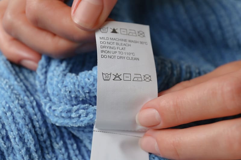 Care label on wool jumper