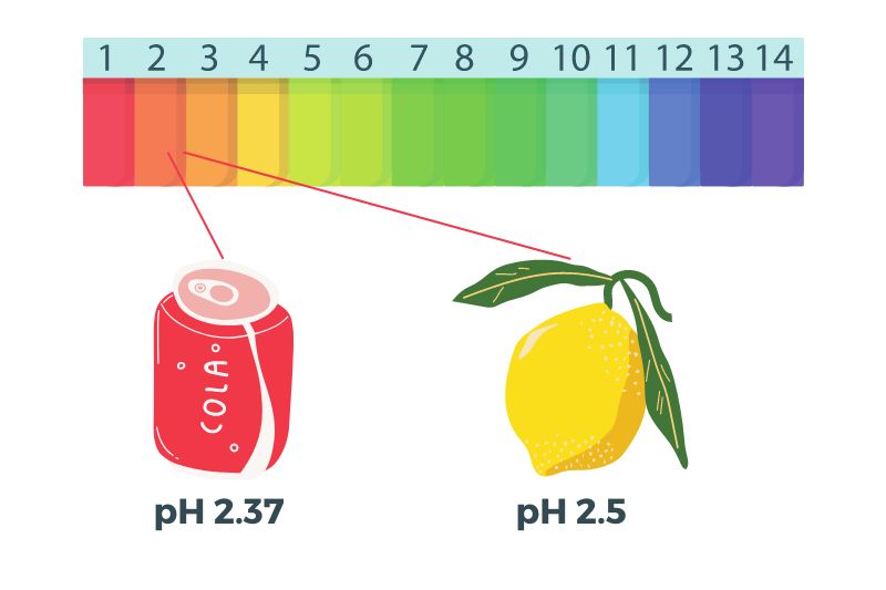 Cola and lemon juice pH