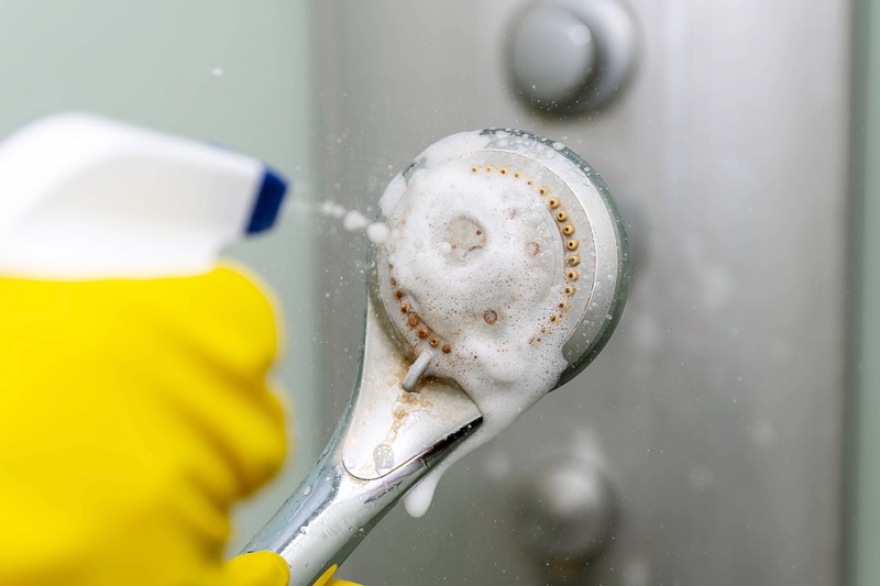 Removing limescale from showerhead