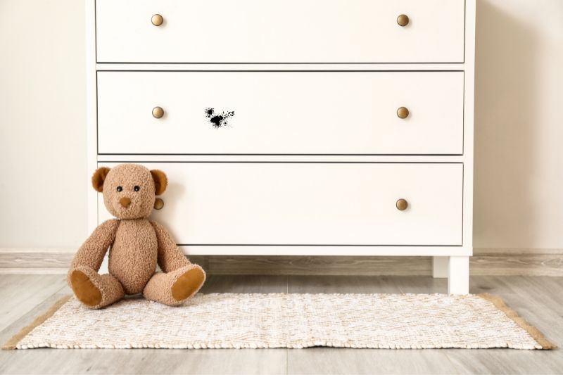 Stain on white lacquer drawers