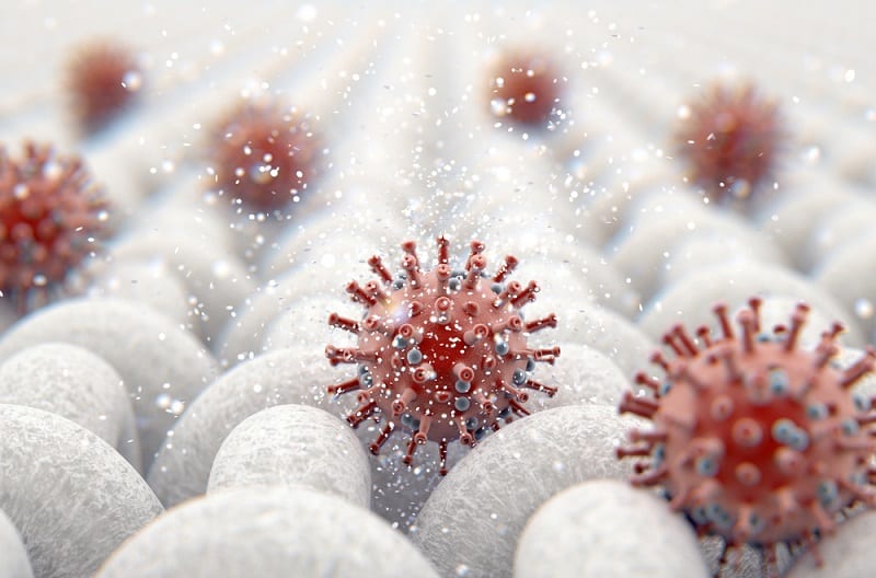 3D render of virus on textiles