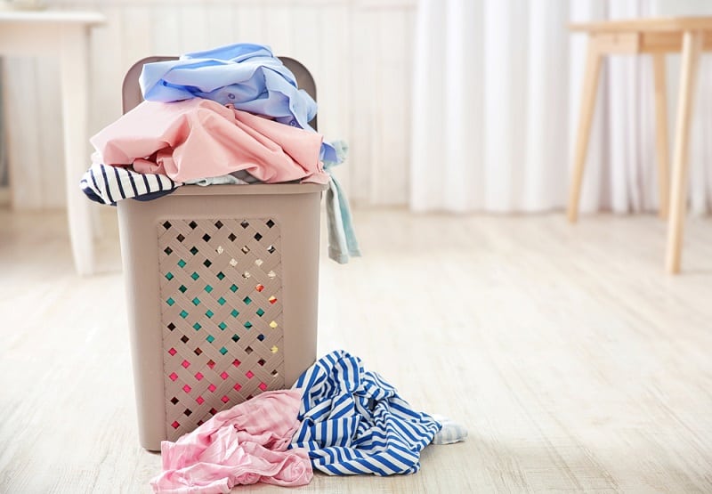 Overflowing laundry bin