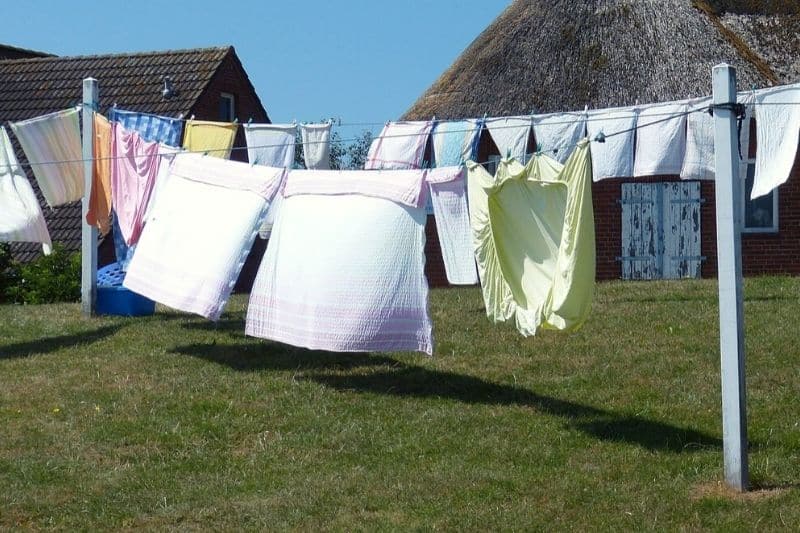 Laundry outside on the washing line