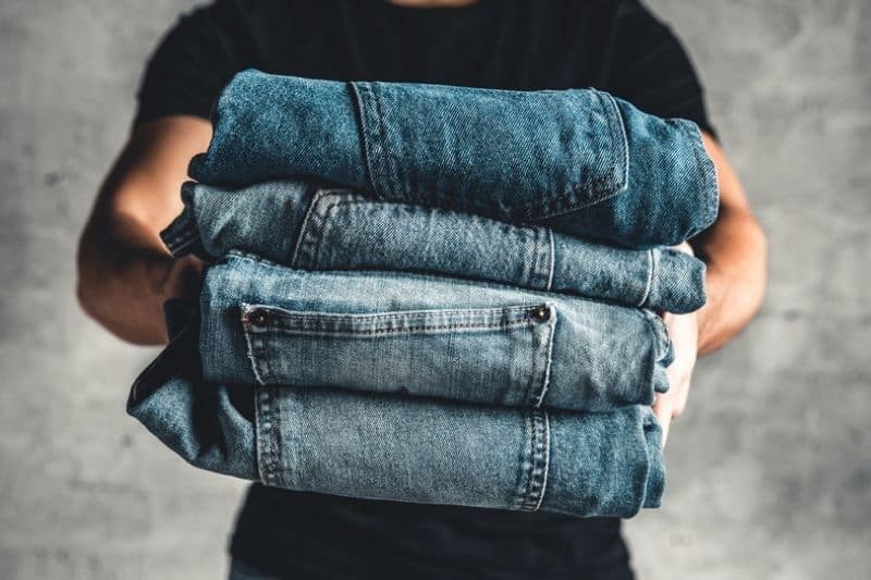 Pile of Heavy Denim Jeans