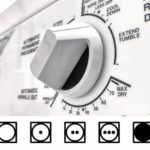 Tumble dryer dial and care label symbols