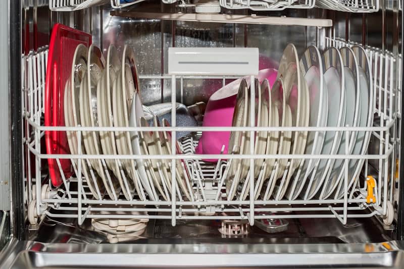 Dishes inside dishwasher