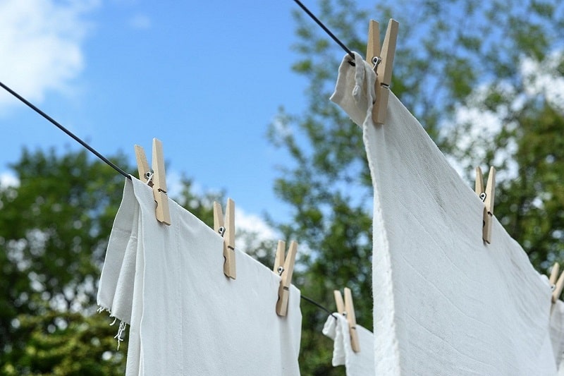 hanging clothes to dry