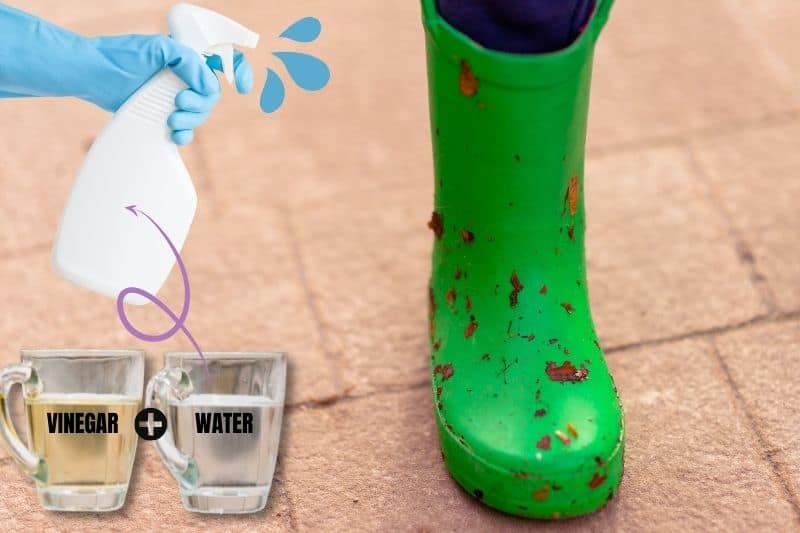 Cleaning Wellies with Water and Vinegar Solution