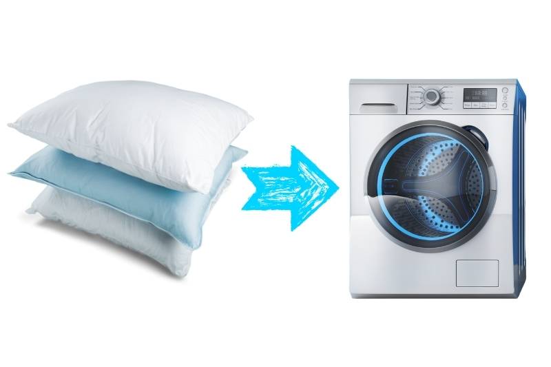 putting pillows in washing machine