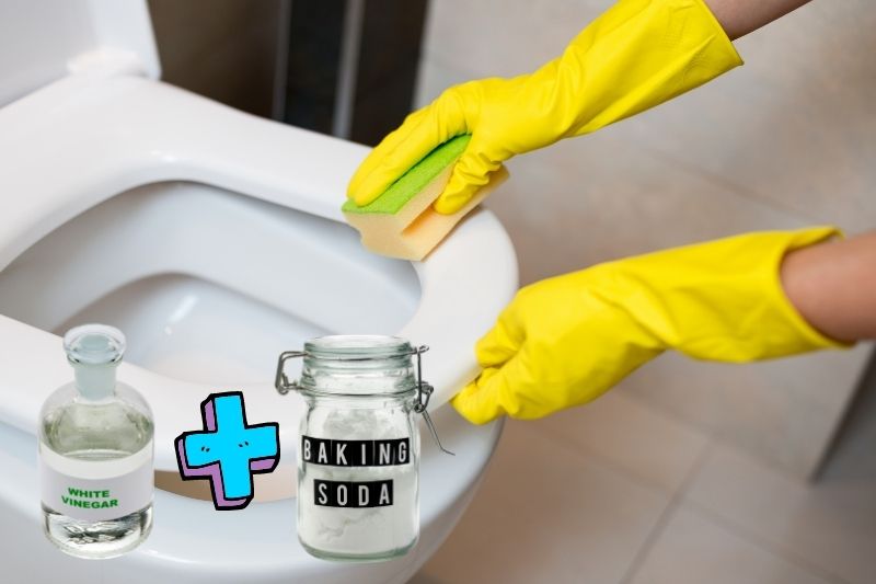 using baking soda and vinegar to clean yellow stains in toilet seat