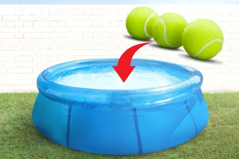 using tennis balls in paddling pool to soak up oil