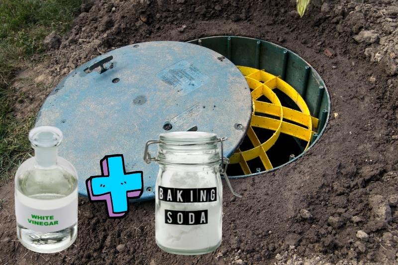 using white vinegar and baking soda to clean septic tank