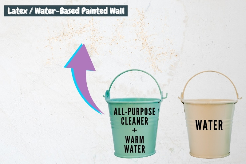 Cleaning Latex or Water-Based Painted Walls with all purpose cleaner and water