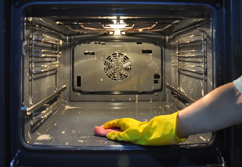 Cleaning inside an oven