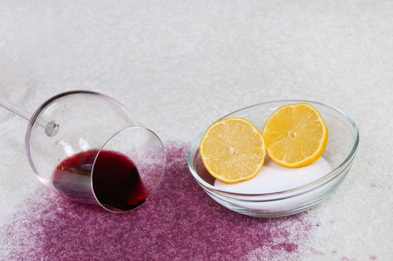 Remove Red Wine Stain Using Salt and Lemon