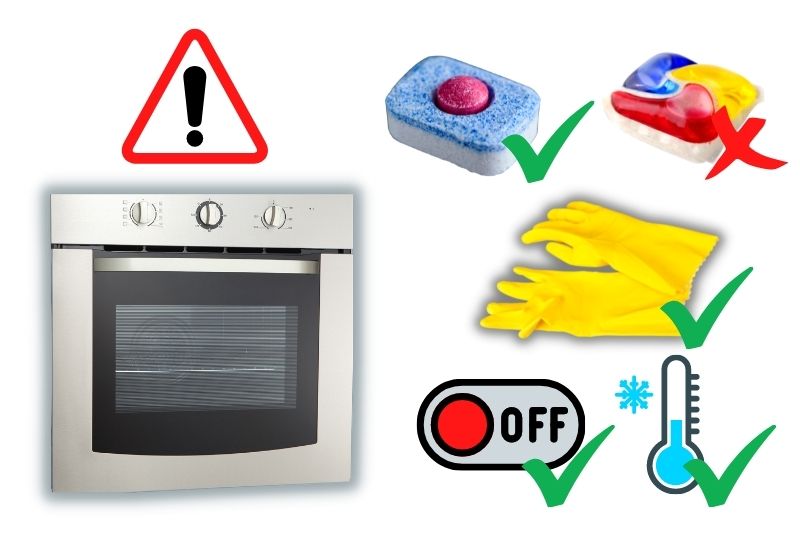 Things to Remember before cleaning oven with dishwasher tablets