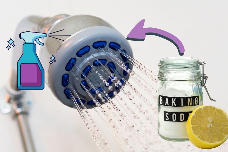 clean fixed shower head with lemon juice and Bicarbonate of Soda