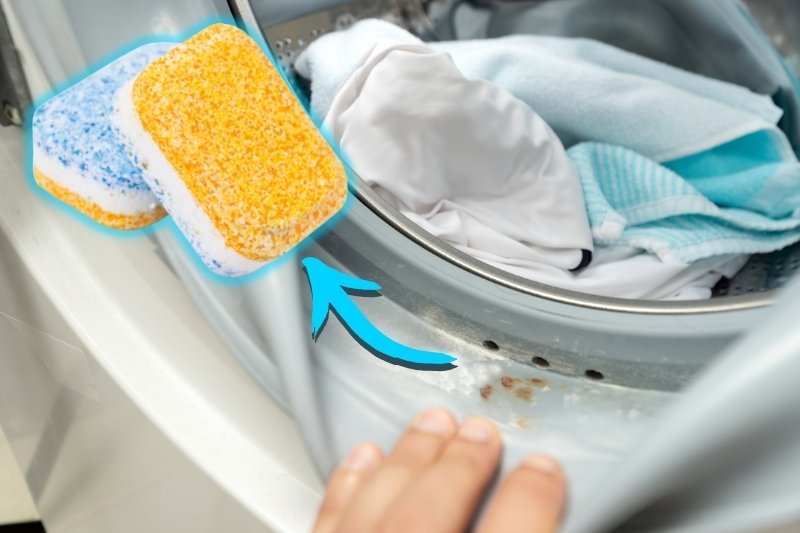 dishwasher tablets residue behind washing machine drum