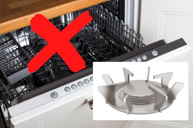 never clean aluminium cooker rings in dishwasher