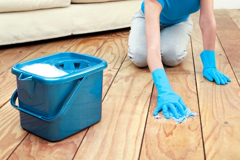 removing stains gently on wood floor