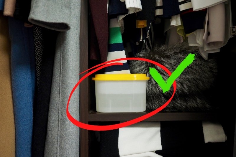 mini dehumidifier in wardrobe