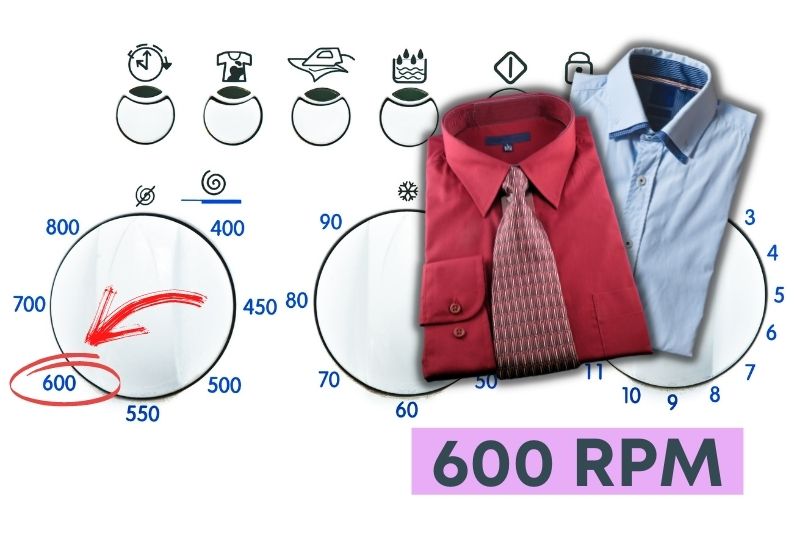 spin speed of 600 rpm for delicates and dress shirts