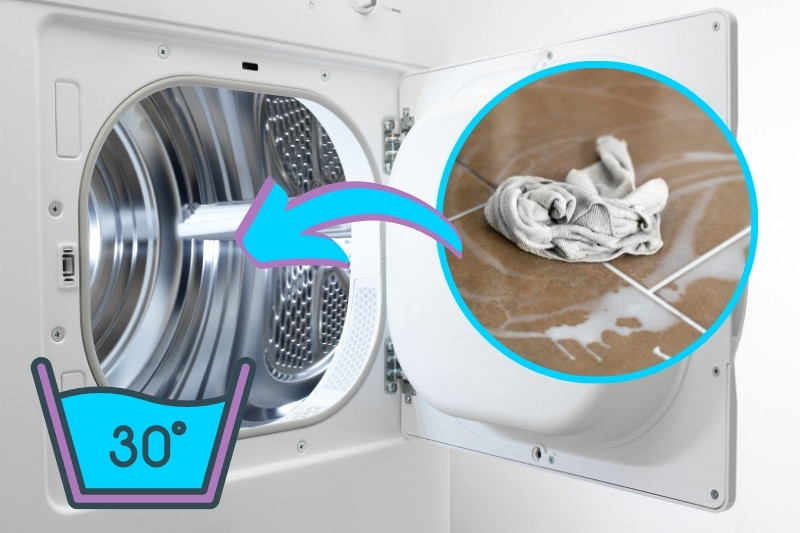 wash spilt milk soiled item in washing machine