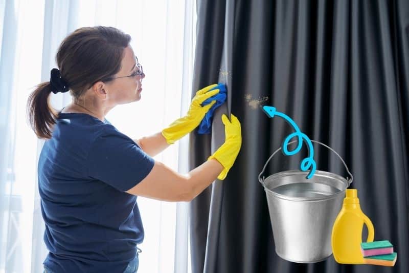 Spot cleaning a curtain