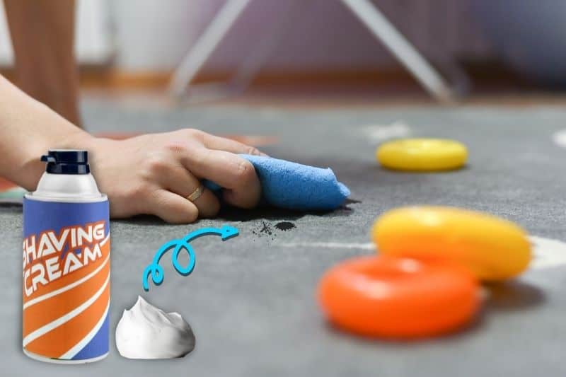 Using shaving cream in removing eyeliner stain on carpet