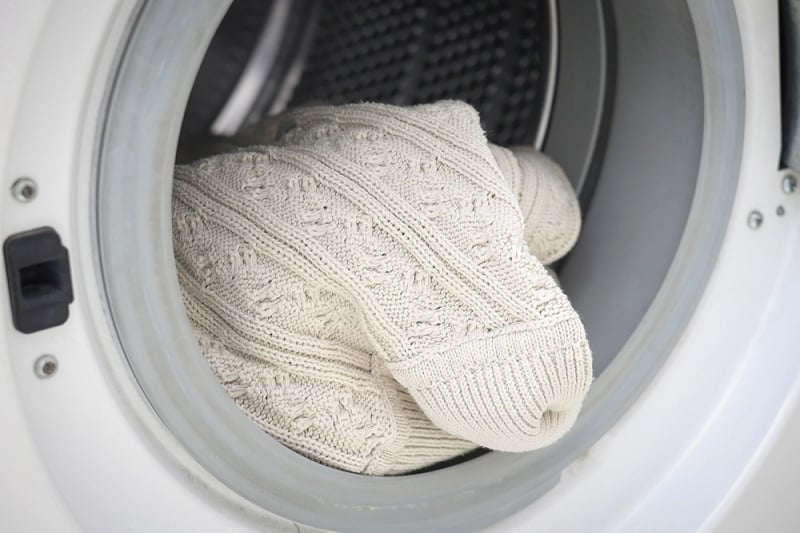 Wool sweater in washing machine