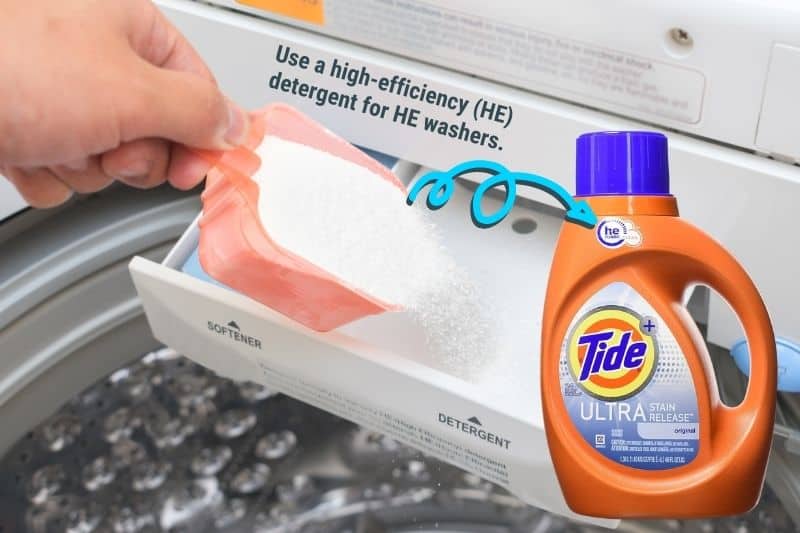 Wrong detergent in the washing machine detergent drawer