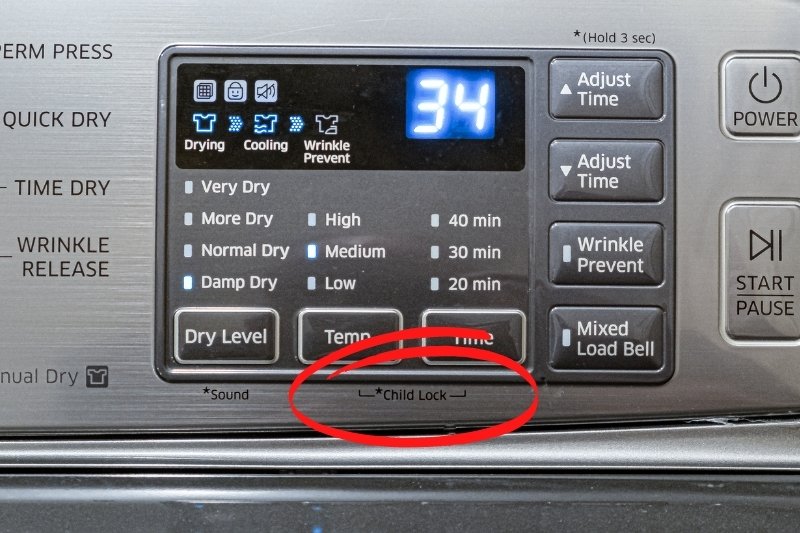 tumble dryer child lock setting