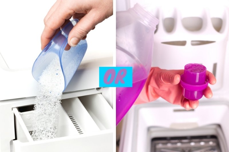 using either washing powder or liquid detergent