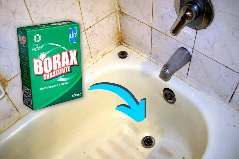 clean stained bathtub with the borax substitute method