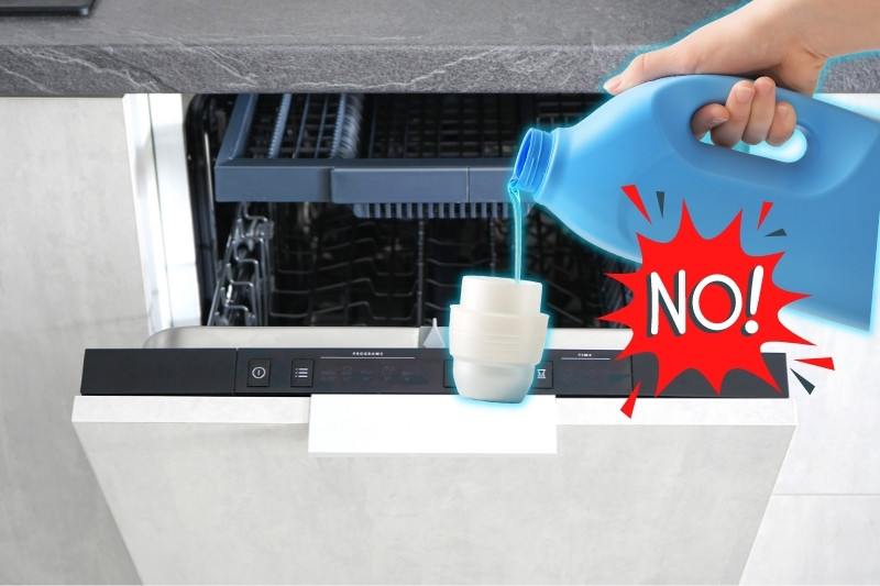 do not use laundry detergent on dishwasher