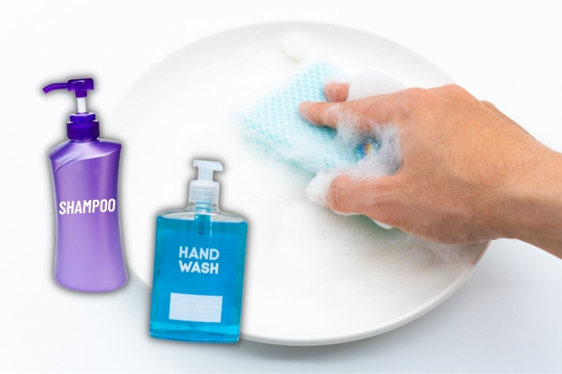 shampoo or hand soap as dish soap alternative