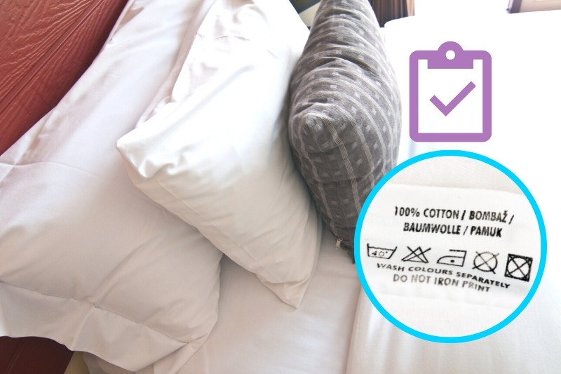 check care labels of pillows