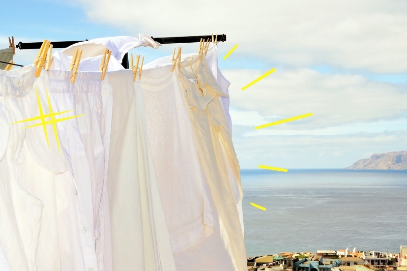 drying clothes in the sun lighten stains and brightens whites