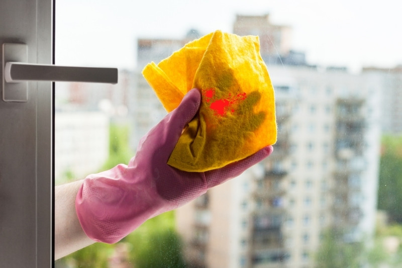 rub window paint stain vigorously