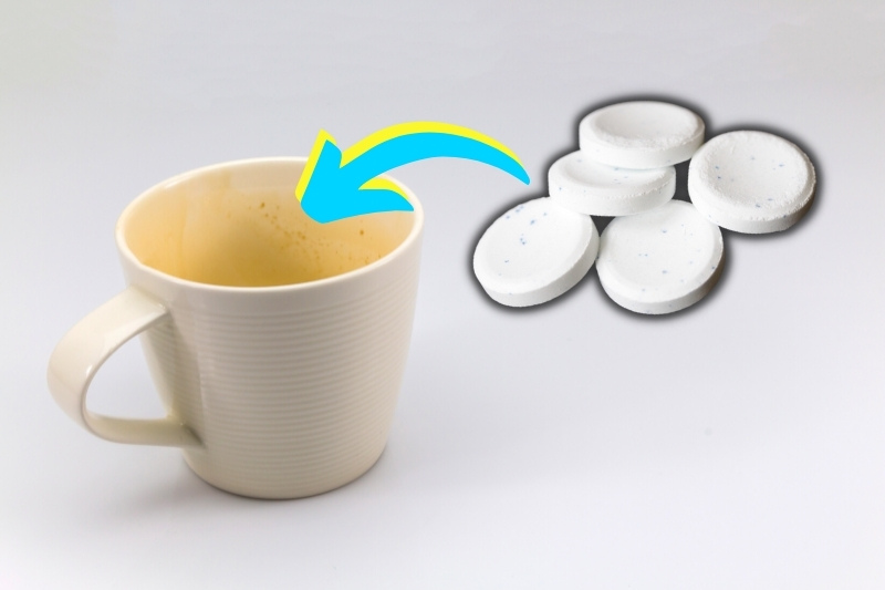 Clean Discoloured Cups and Mugs with denture tablet