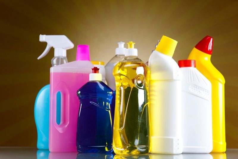 Cleaning products in bottle