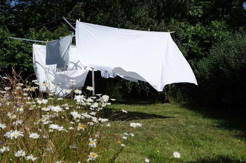 Drying sheets in garden