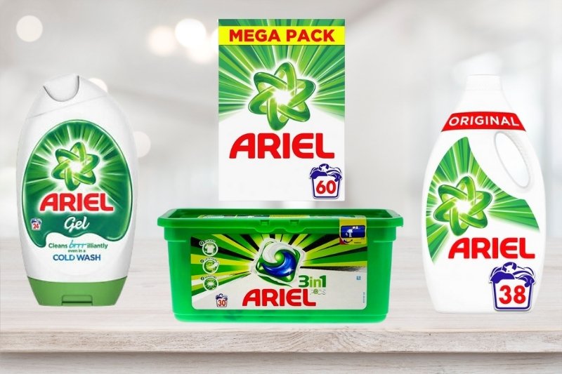 Persil, Aerial and Surf laundry detergents on sale on a