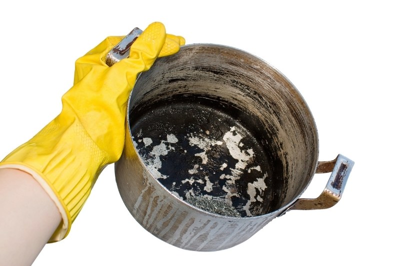 cleaning burnt pot or pans